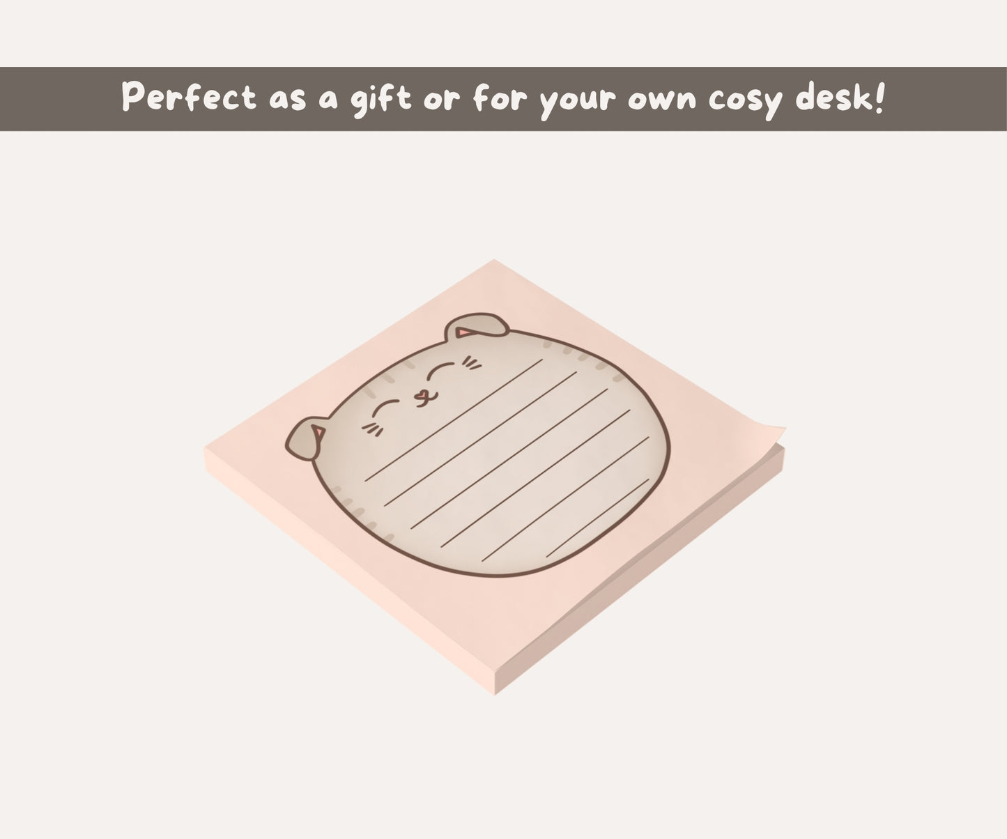 Scottish Fold Cat Post-it® Notepad | Silver Tabby Cat Lined Memo Pad