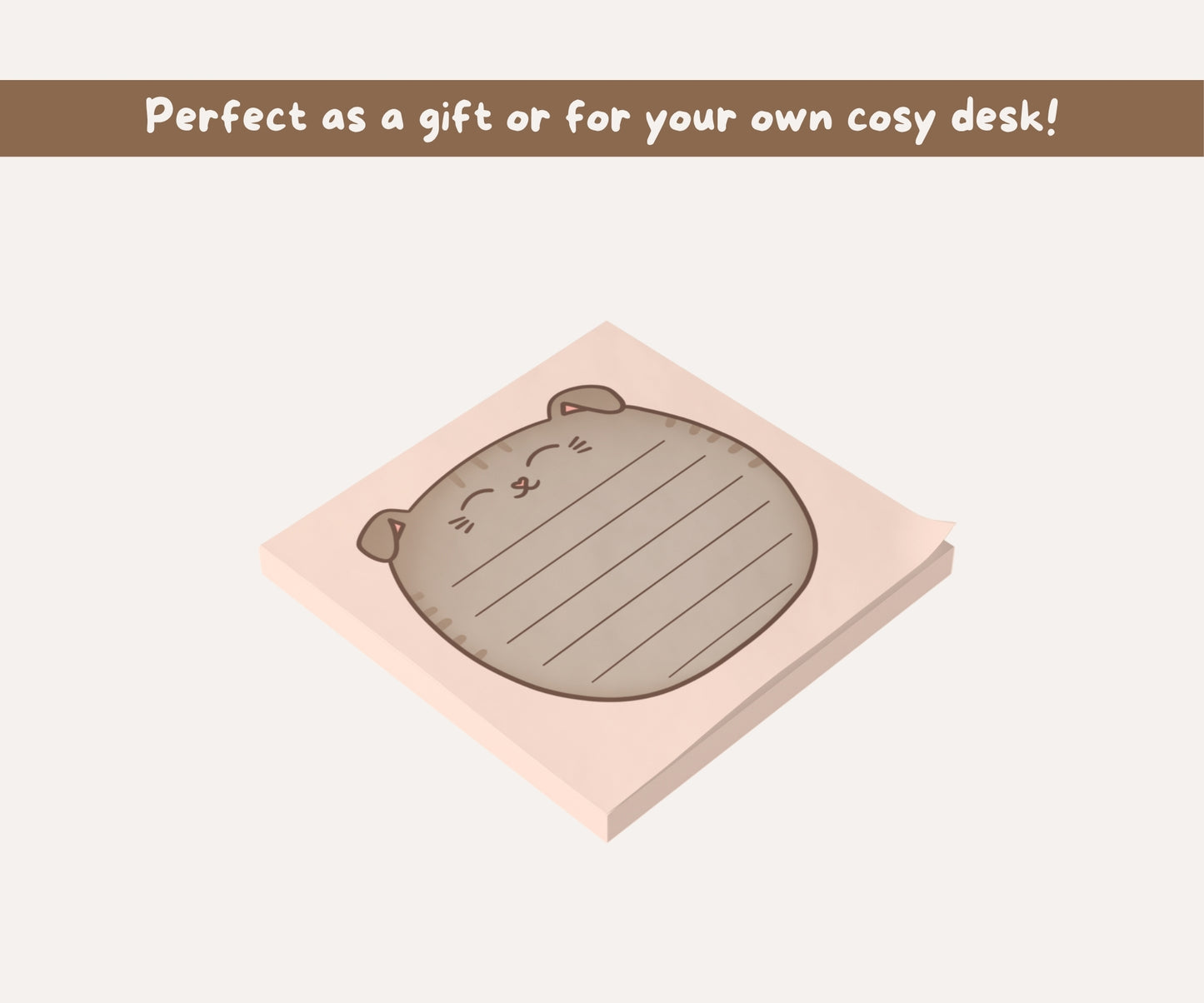 Scottish Fold Cat Post-it® Notepad | Grey Tabby Cat Lined Memo Pad