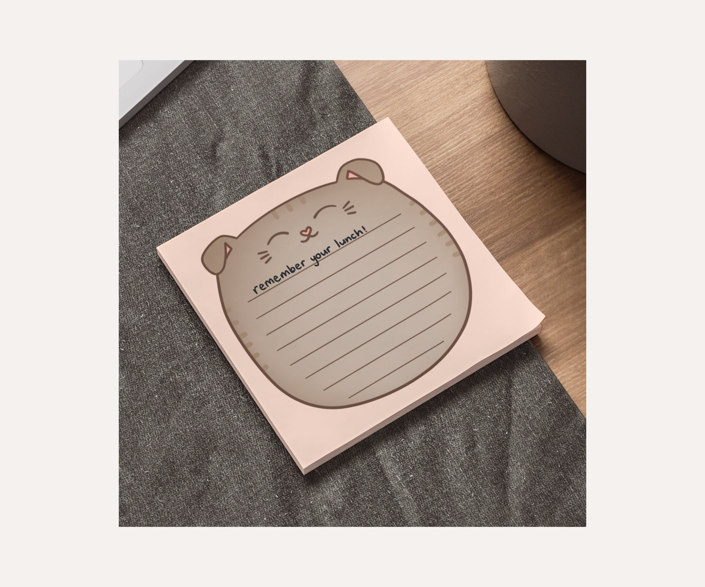 Scottish Fold Cat Post-it® Notepad | Grey Tabby Cat Lined Memo Pad