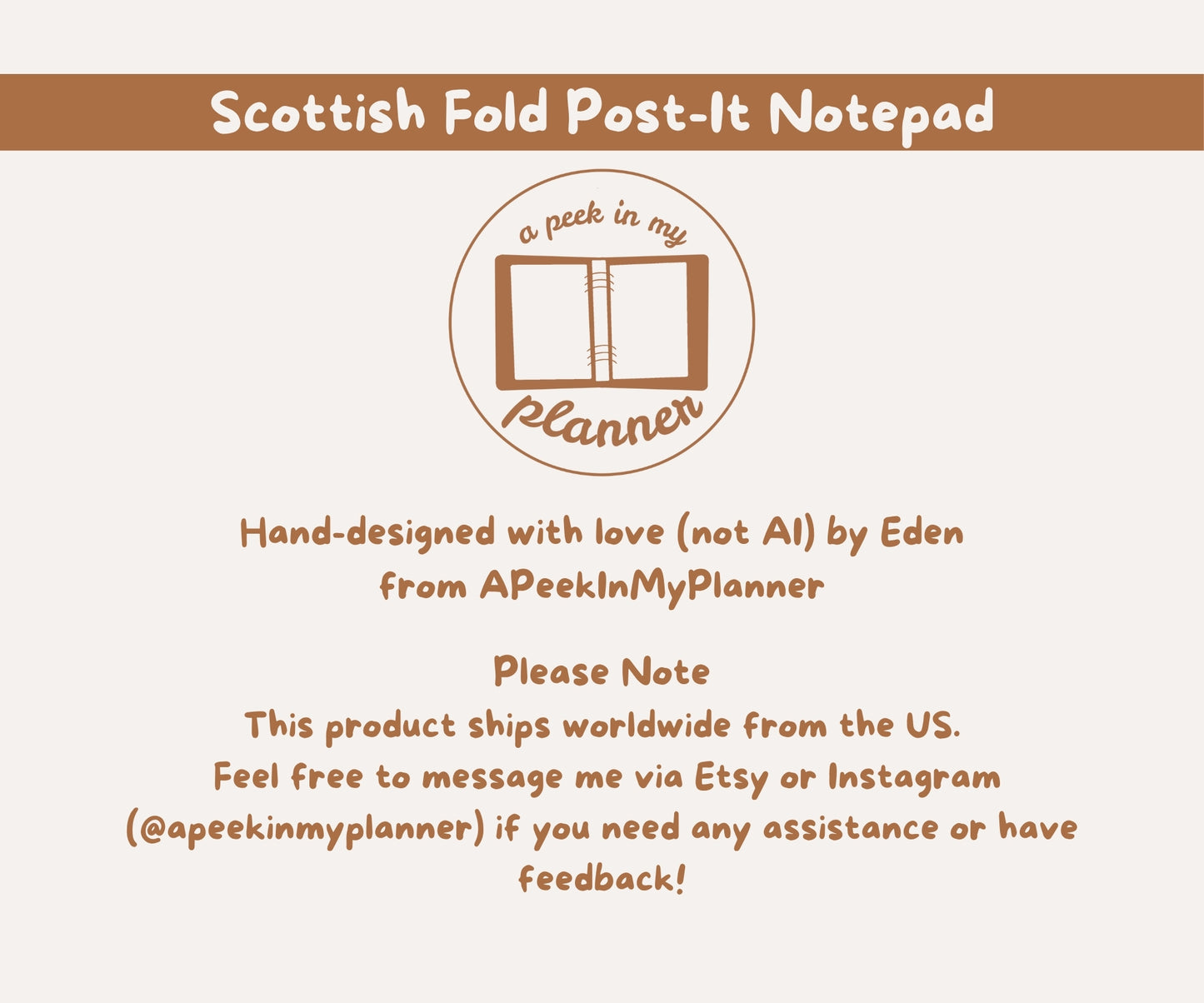 Scottish Fold Cat Post-it® Notepad | Orange Tabby Cat Lined Memo Pad