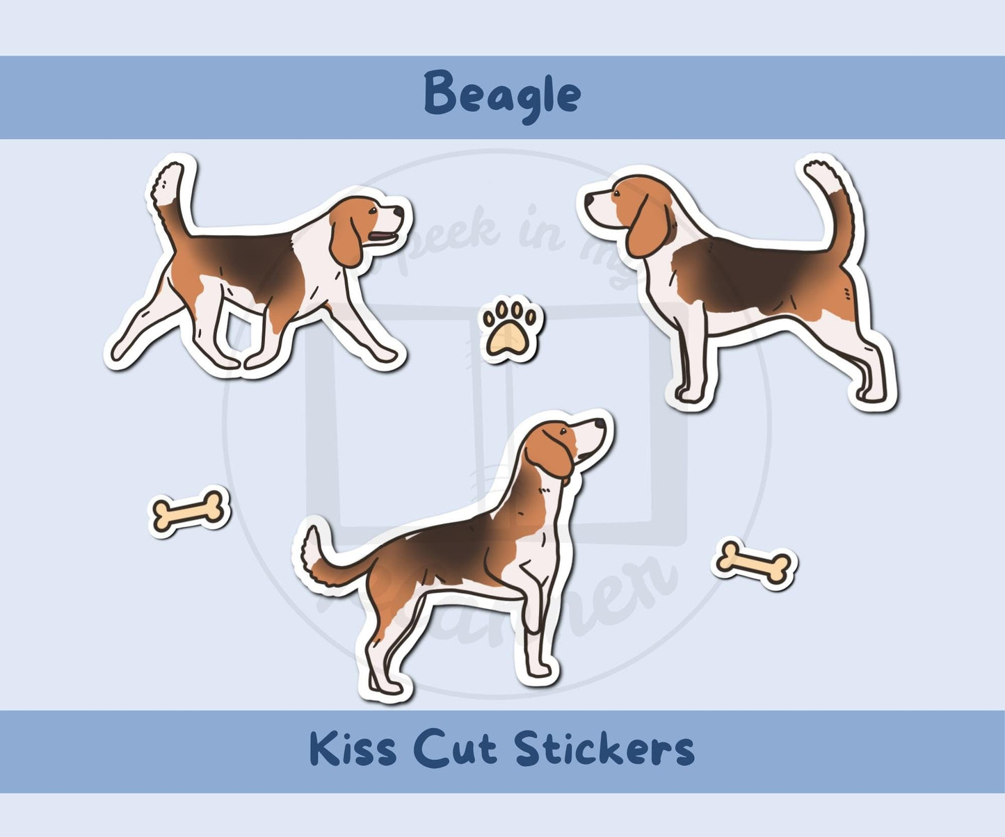 Beagle Sticker Sheet | Black & Tan Beagle Dog Kiss-Cut Stickers