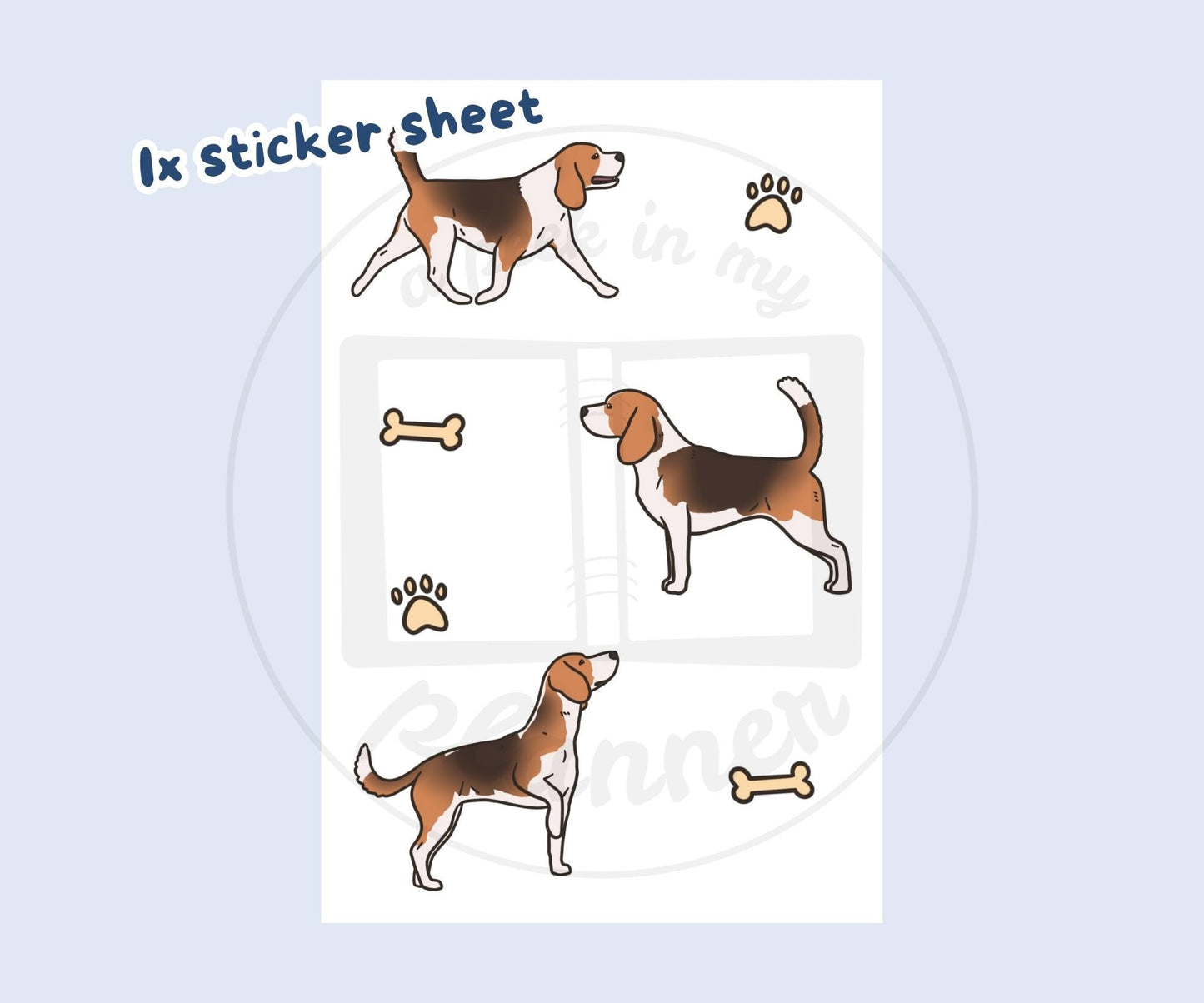 Beagle Sticker Sheet | Black & Tan Beagle Dog Kiss-Cut Stickers