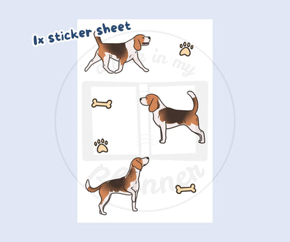 Beagle Sticker Sheet | Black & Tan Beagle Dog Kiss-Cut Stickers