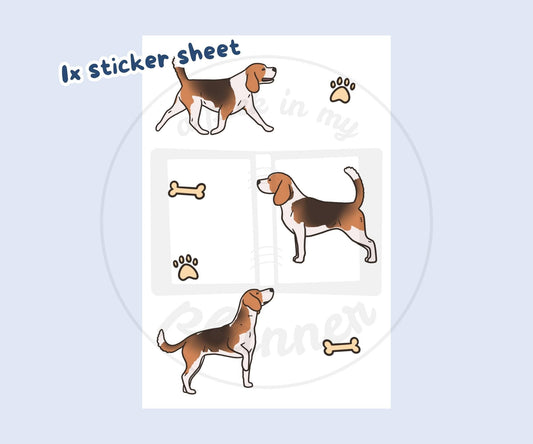 Beagle Sticker Sheet | Black & Tan Beagle Dog Kiss-Cut Stickers