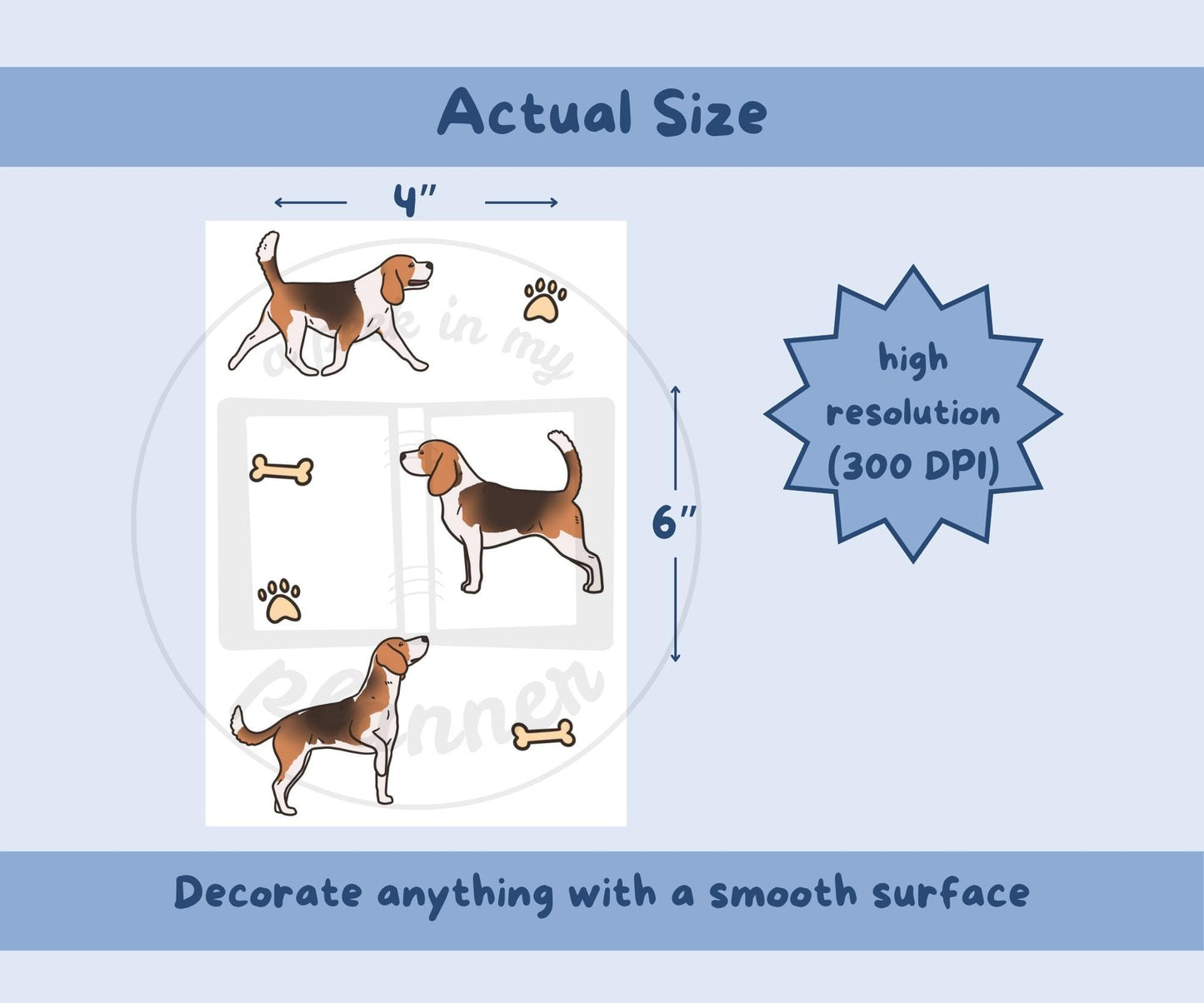 Beagle Sticker Sheet | Black & Tan Beagle Dog Kiss-Cut Stickers