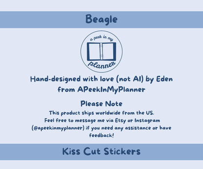 Beagle Sticker Sheet | Black & Tan Beagle Dog Kiss-Cut Stickers