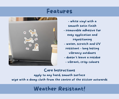 Beagle Sticker Sheet | Lemon & White Beagle Dog Kiss-Cut Stickers