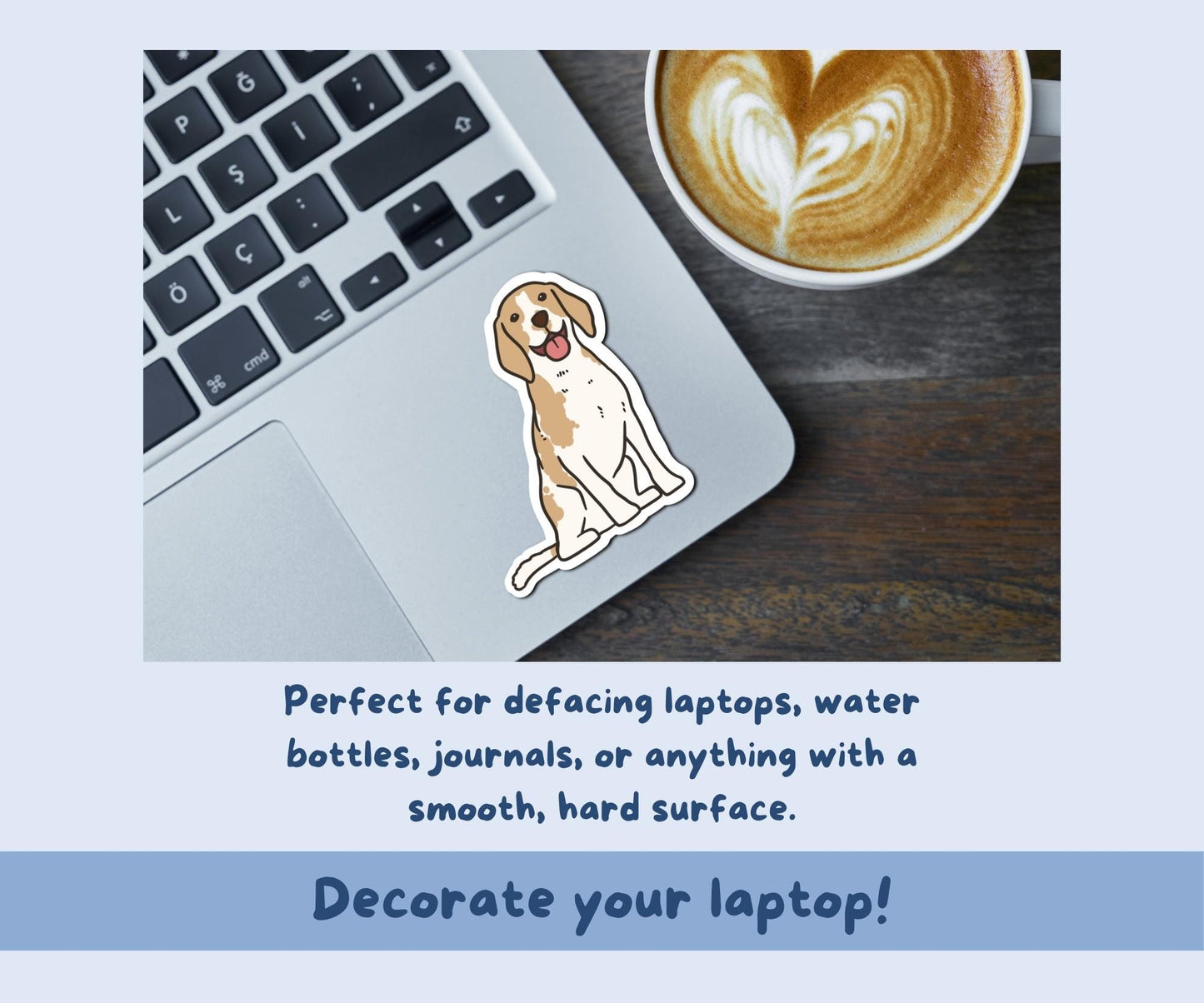 Beagle Sticker Sheet | Lemon & White Beagle Dog Kiss-Cut Stickers