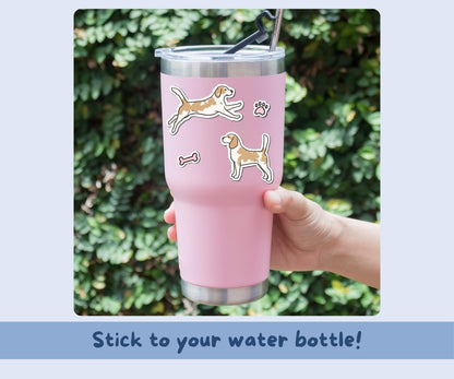 Beagle Sticker Sheet | Lemon & White Beagle Dog Kiss-Cut Stickers