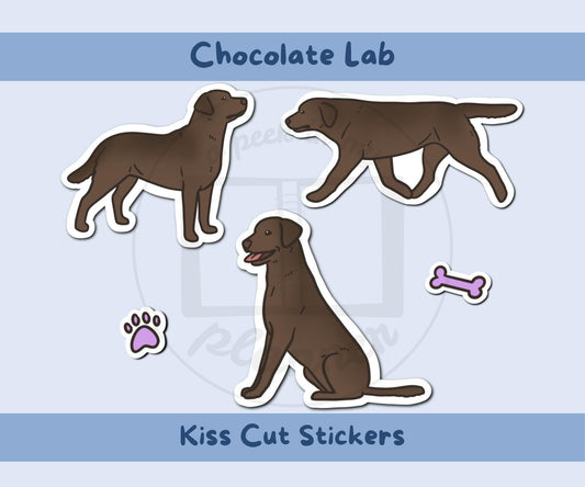 Chocolate Lab Sticker Sheet | Labrador Dog Kiss-Cut Stickers