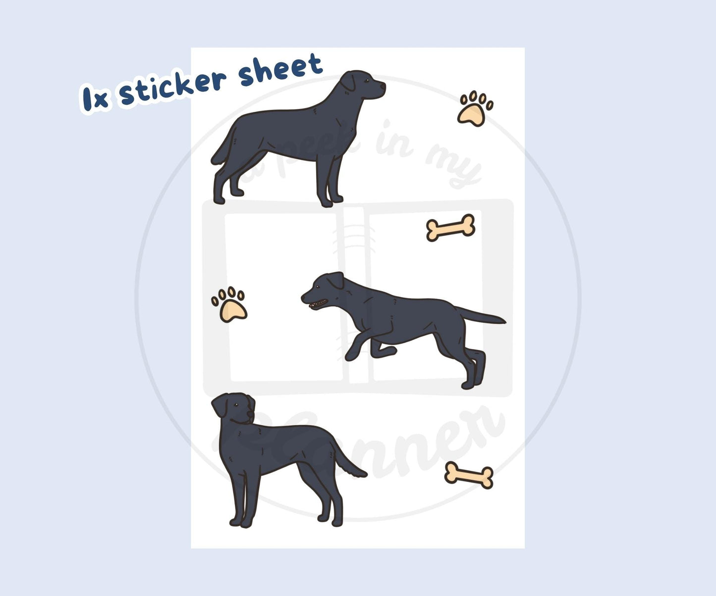 Black Lab Sticker Sheet | Black Labrador Dog Kiss-Cut Stickers