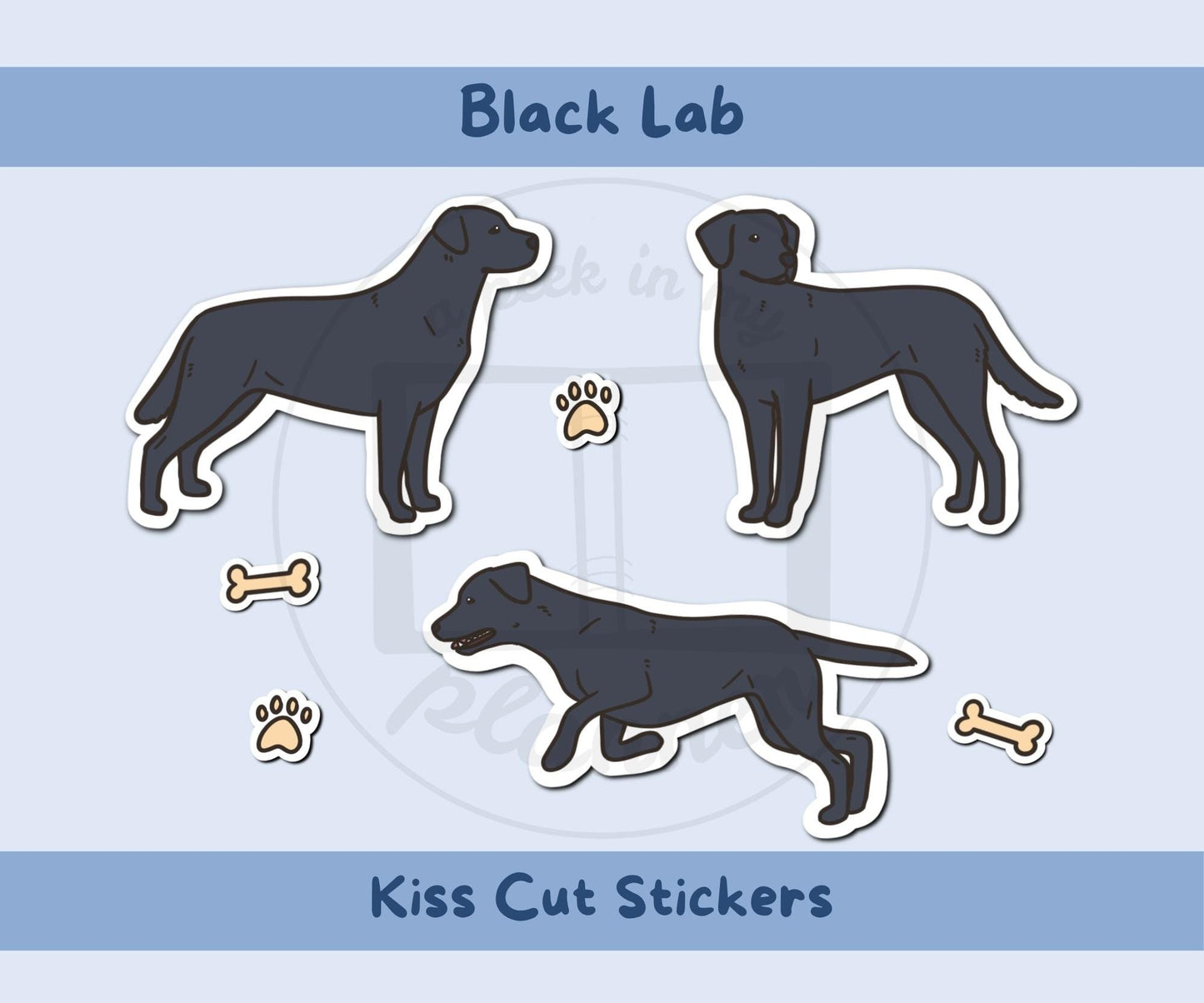Black Lab Sticker Sheet | Black Labrador Dog Kiss-Cut Stickers