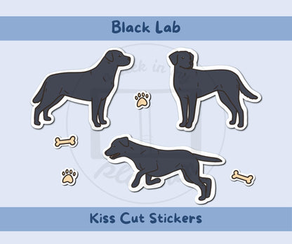 Black Lab Sticker Sheet | Black Labrador Dog Kiss-Cut Stickers