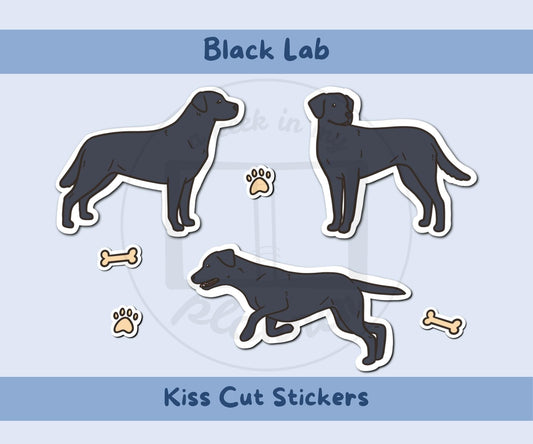 Black Lab Sticker Sheet | Black Labrador Dog Kiss-Cut Stickers