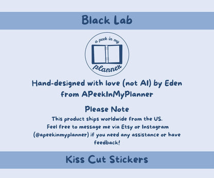 Black Lab Sticker Sheet | Black Labrador Dog Kiss-Cut Stickers