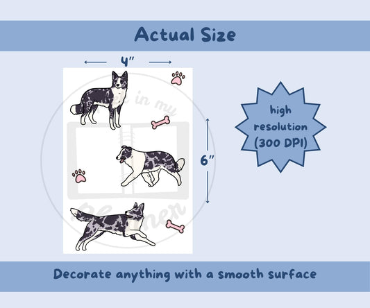 Border Collie Sticker Sheet | Blue Merle Border Collie Kiss-Cut Stickers