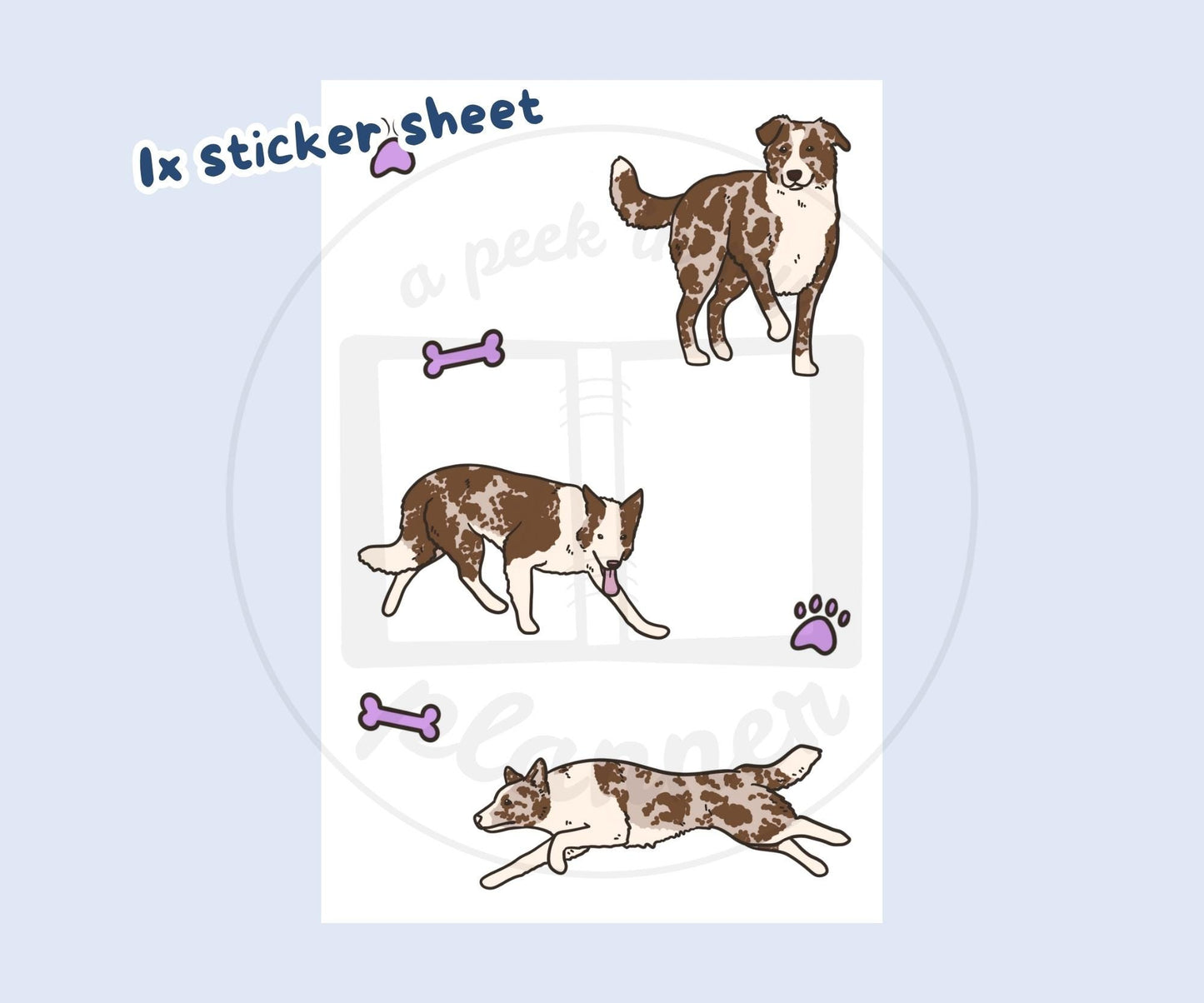 Border Collie Sticker Sheet | Red Merle Border Collie Kiss-Cut Stickers