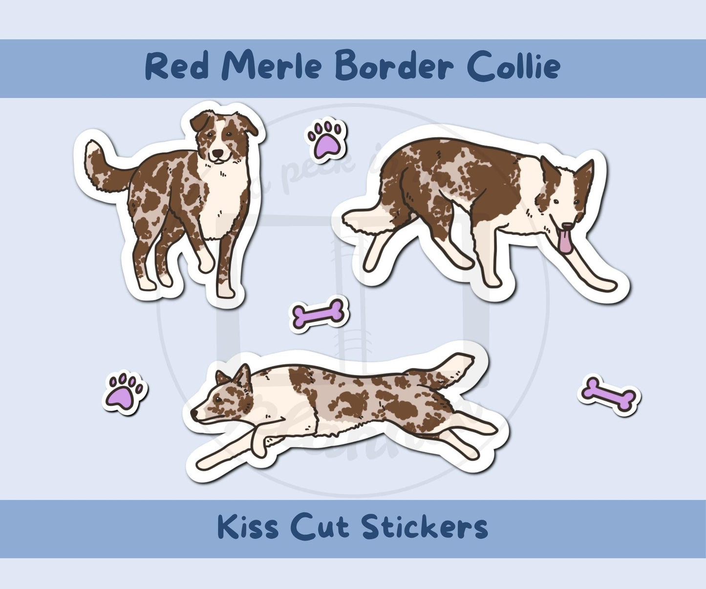 Border Collie Sticker Sheet | Red Merle Border Collie Kiss-Cut Stickers