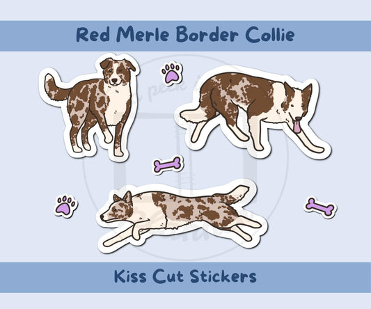 Border Collie Sticker Sheet | Red Merle Border Collie Kiss-Cut Stickers