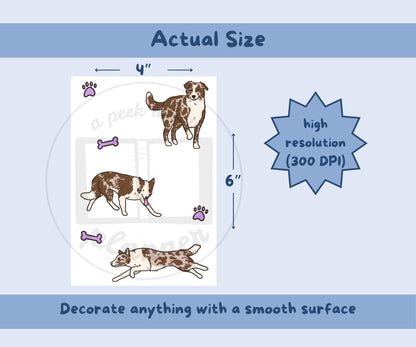 Border Collie Sticker Sheet | Red Merle Border Collie Kiss-Cut Stickers