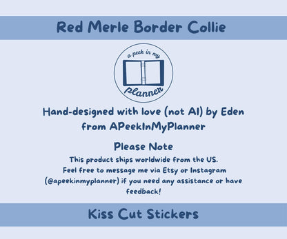 Border Collie Sticker Sheet | Red Merle Border Collie Kiss-Cut Stickers