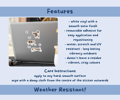 Border Collie Sticker Sheet | Red Merle Border Collie Kiss-Cut Stickers