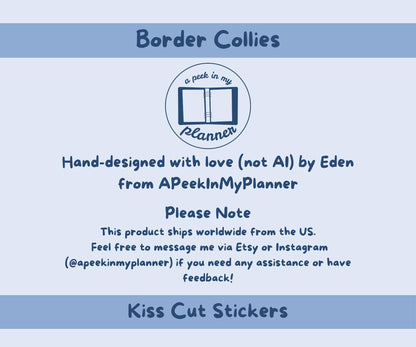 Border Collie Sticker Sheet | Mixed Border Collie Kiss-Cut Stickers