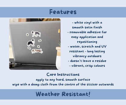 Border Collie Sticker Sheet | Mixed Border Collie Kiss-Cut Stickers