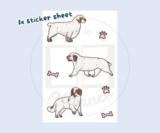 Clumber Spaniel Sticker Sheet | Rare Dog Breed Kiss-Cut Stickers