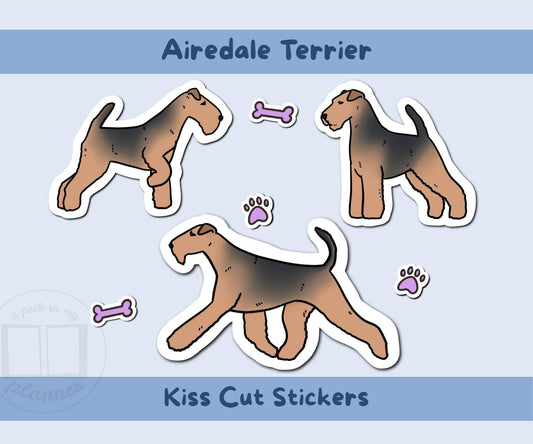 Airedale Terrier Sticker Sheet | Large Breed Terrier Kiss-Cut Stickers | Gift for Dog Lovers | Laptop, Water Bottle, Journal Decals