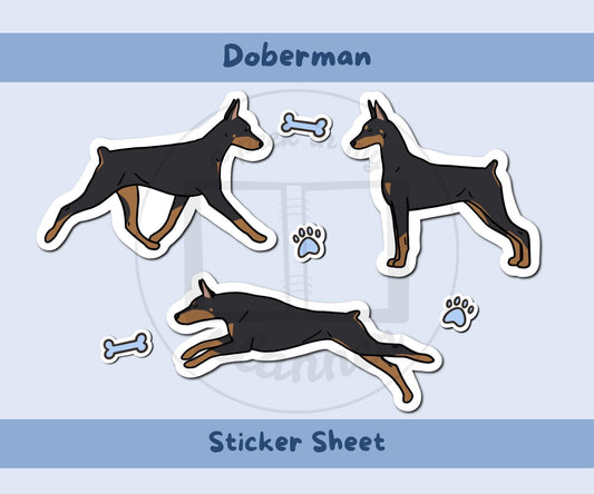 Doberman Sticker Sheet | Black and Tan Doberman Dog Kiss-Cut Stickers