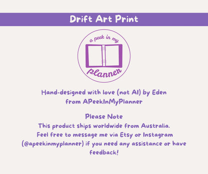 Drift Cat Illustration Unframed Print | Celestial Cat Wall Art