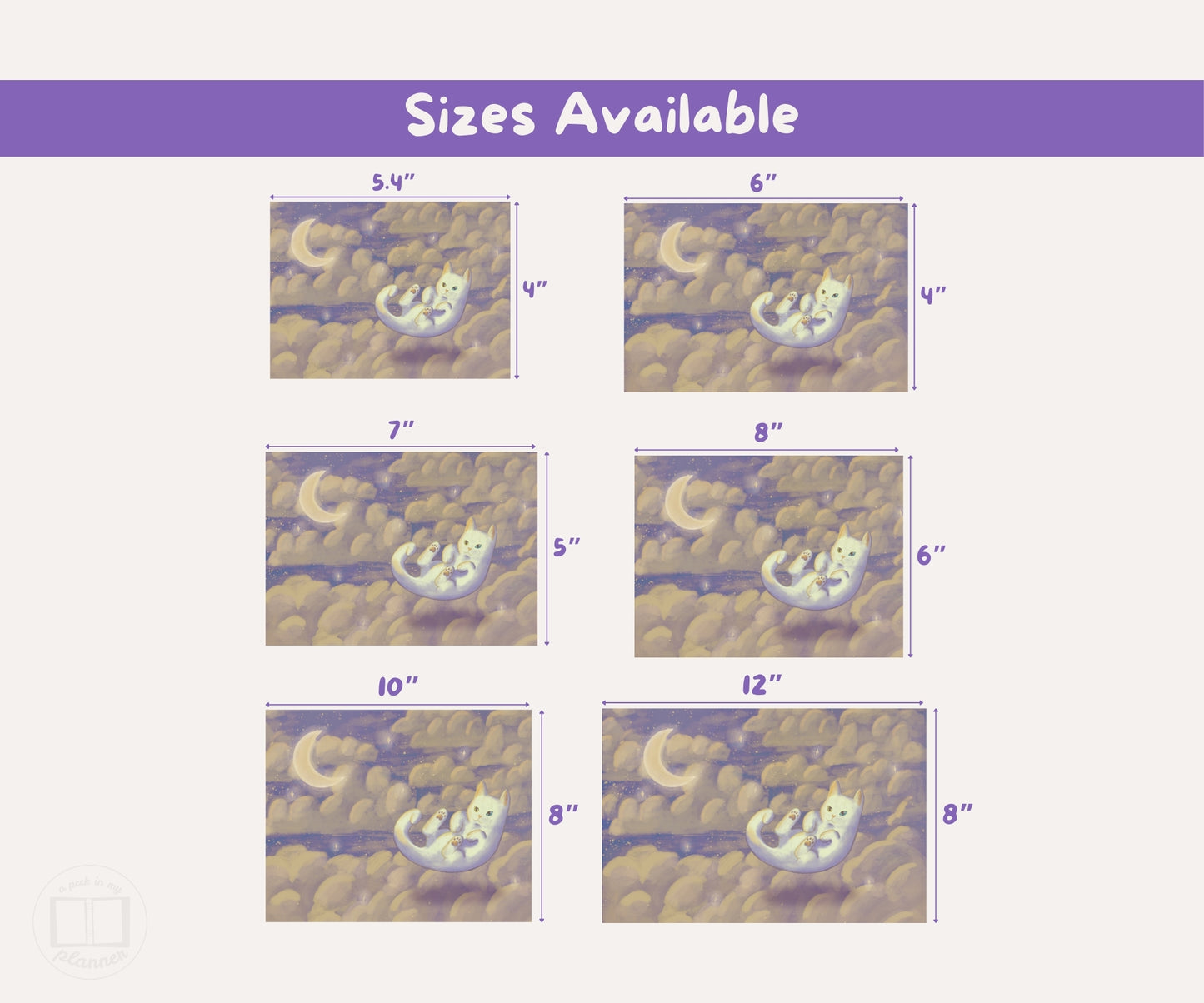 Drift Cat Illustration Unframed Print | Celestial Cat Wall Art