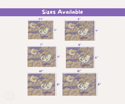 Drift Cat Illustration Unframed Print | Celestial Cat Wall Art