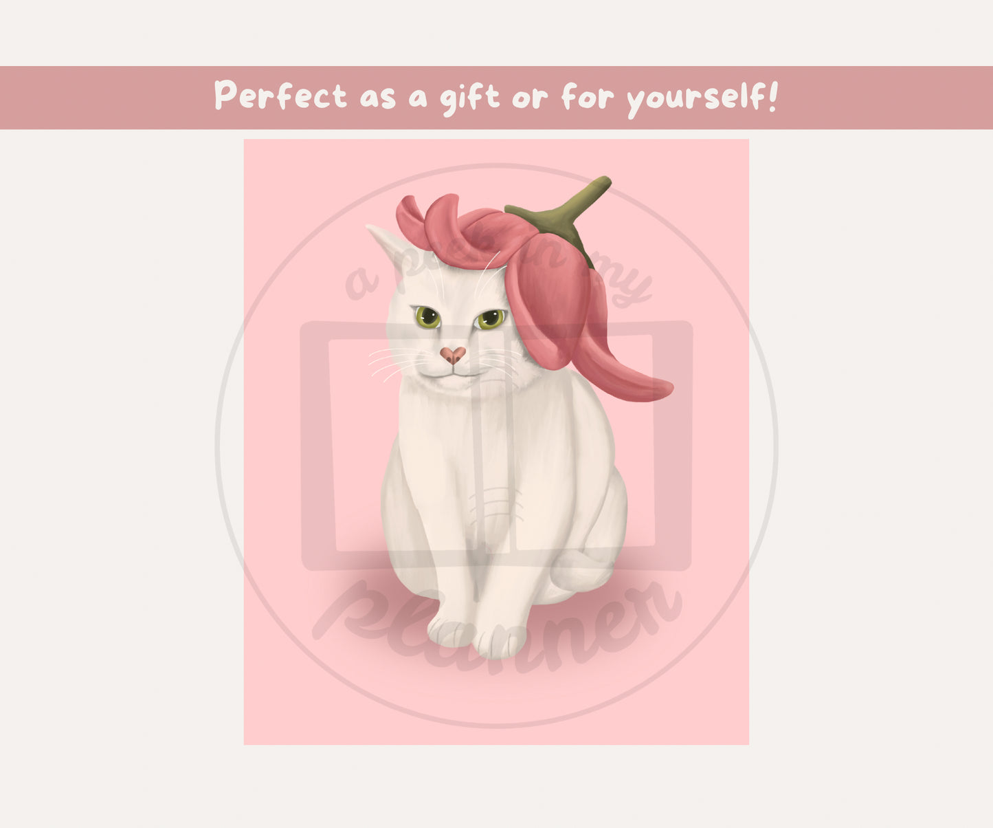 Lily Hat Cat Unframed Prints | Cute Floral Kitty Wall Art