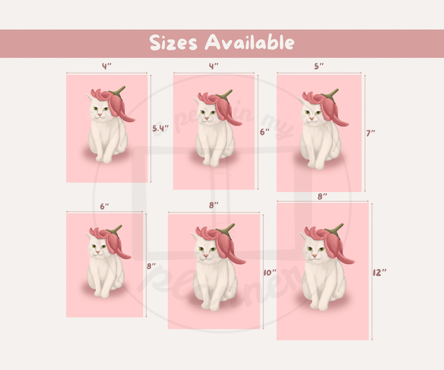 Lily Hat Cat Unframed Prints | Cute Floral Kitty Wall Art