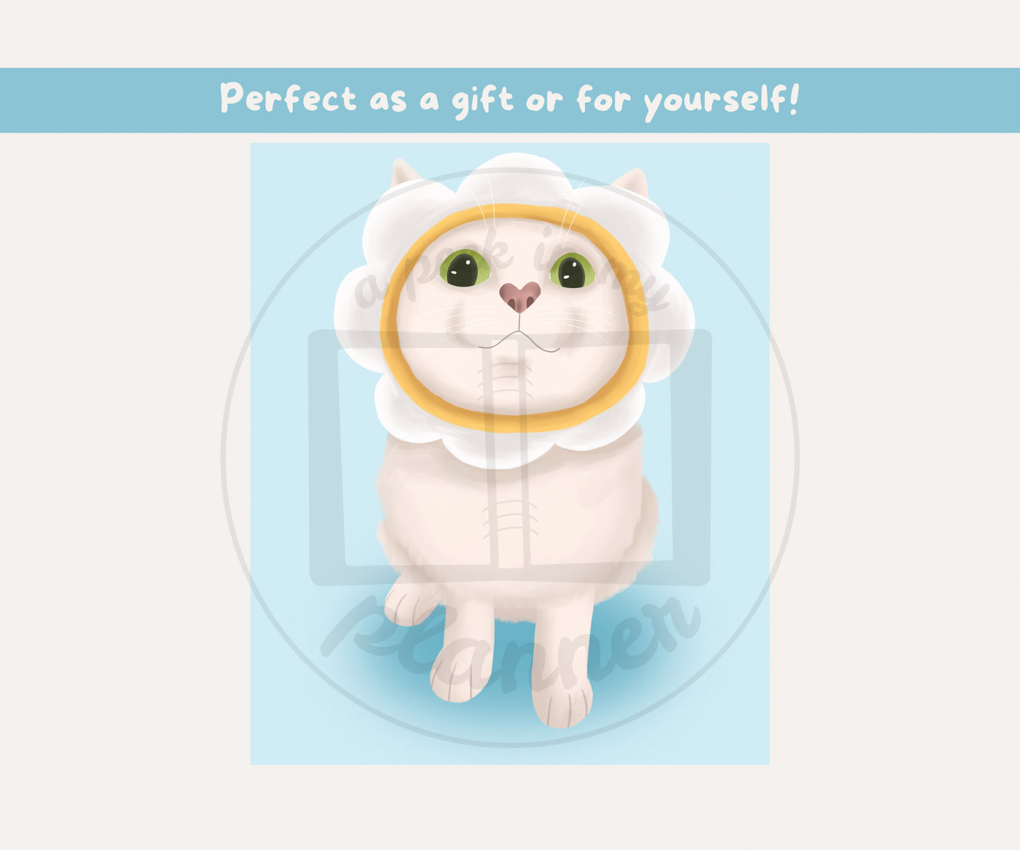 Daisy Hat Cat Unframed Prints | Cute Floral Kitty Wall Art