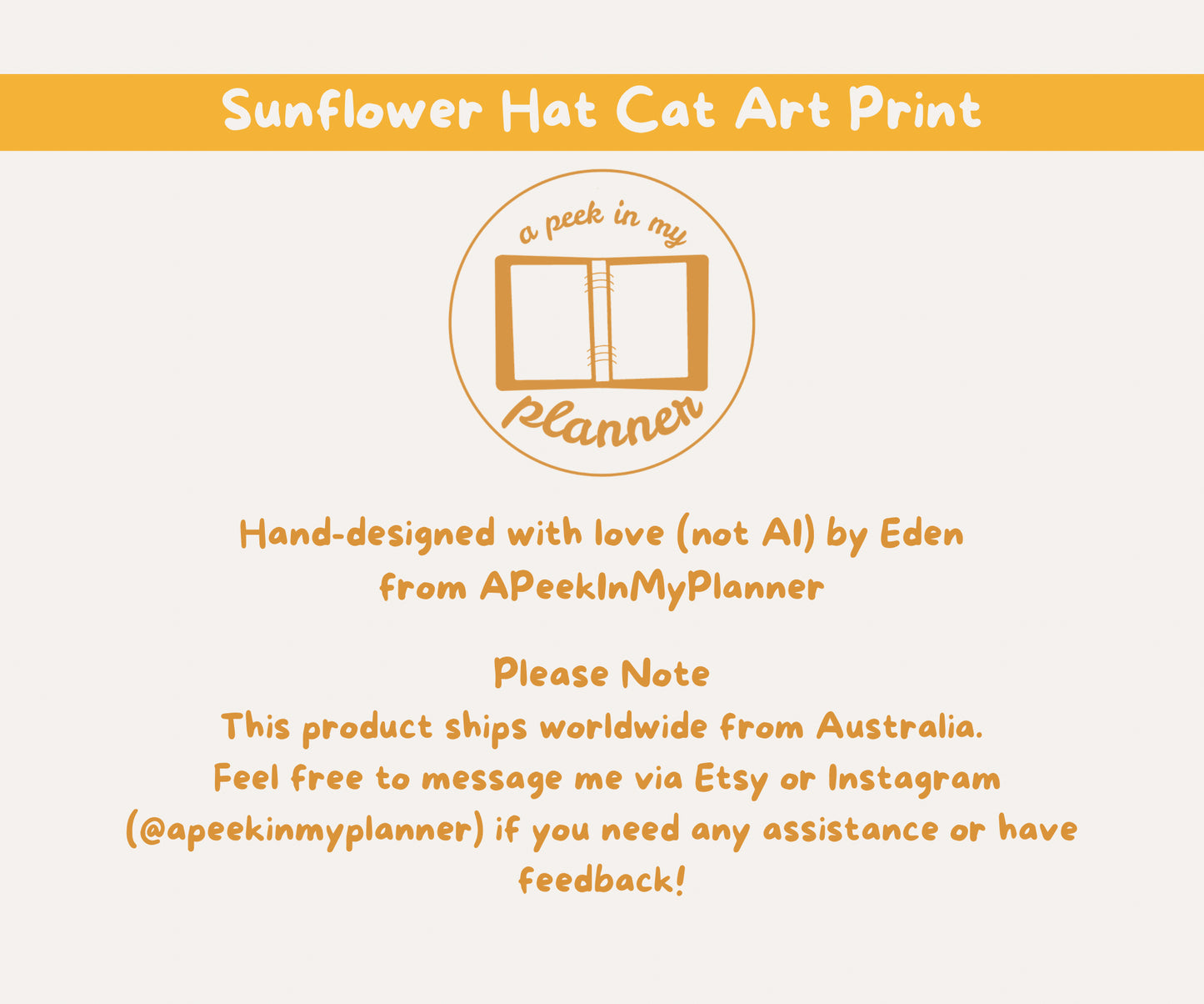 Sunflower Cat Unframed Prints | Cute Floral Kitty Wall Art