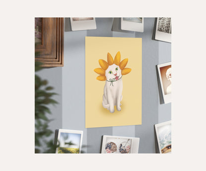Sunflower Cat Unframed Prints | Cute Floral Kitty Wall Art