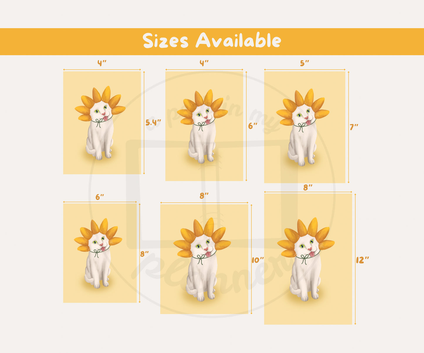 Sunflower Cat Unframed Prints | Cute Floral Kitty Wall Art