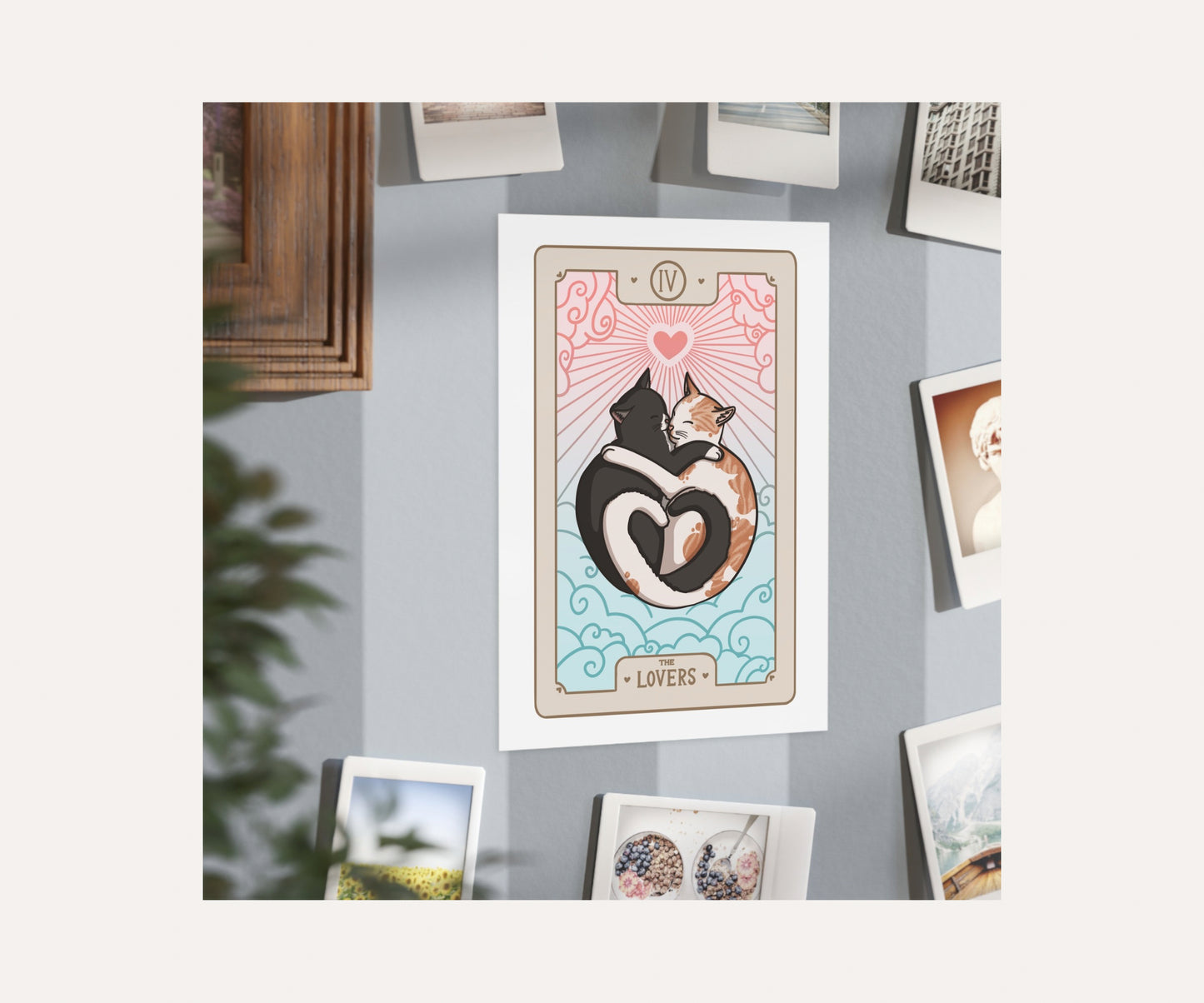 The Lovers Cat Tarot Card Unframed Prints | Witchy Kitty Wall Art