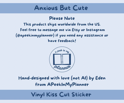 Anxious But Cute Cat Sticker