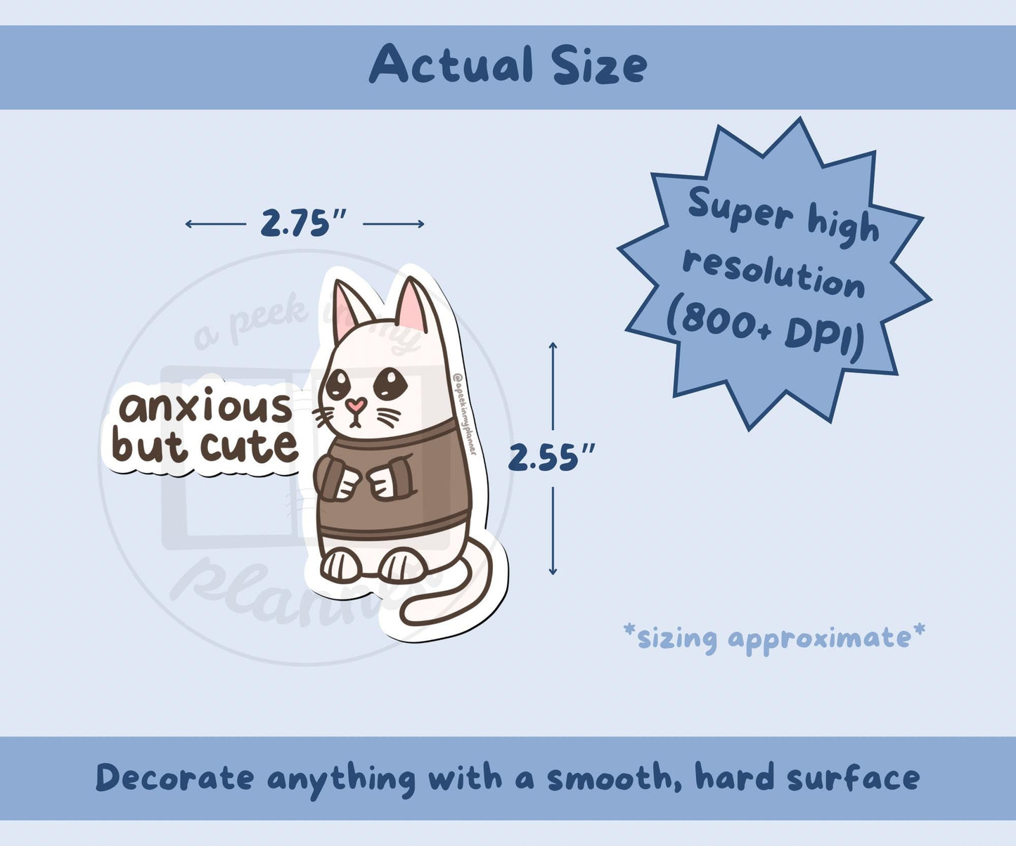 Anxious But Cute Cat Sticker