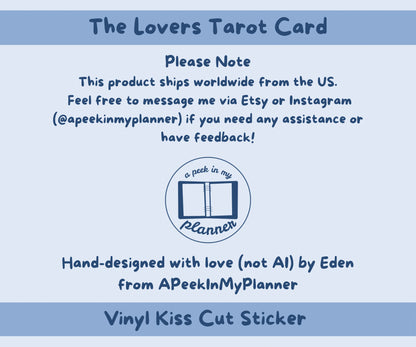 The Lovers Cat Tarot Card Sticker