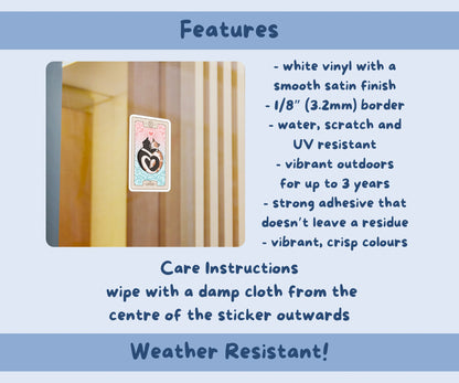 The Lovers Cat Tarot Card Sticker