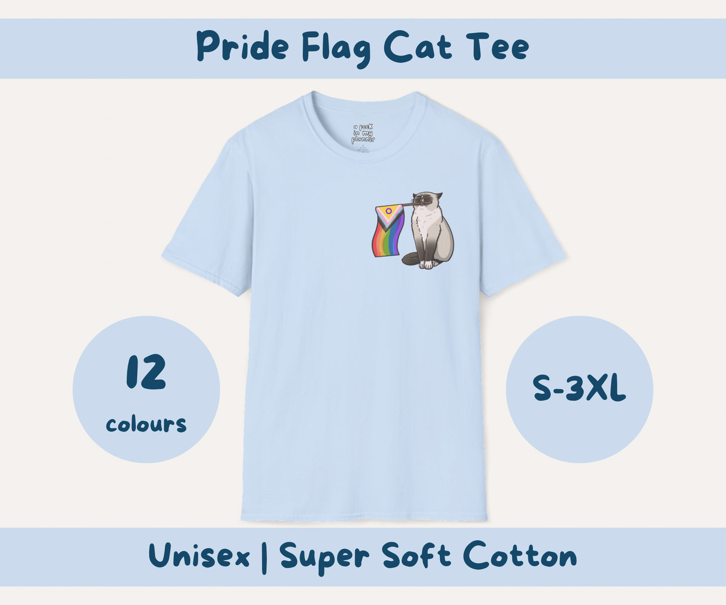 Pride Flag Cat T-Shirt | LGBTQIA+ Rainbow Progress Flag Grumpy Cat Tee