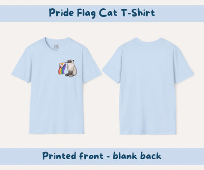 Pride Flag Cat T-Shirt | LGBTQIA+ Rainbow Progress Flag Grumpy Cat Tee