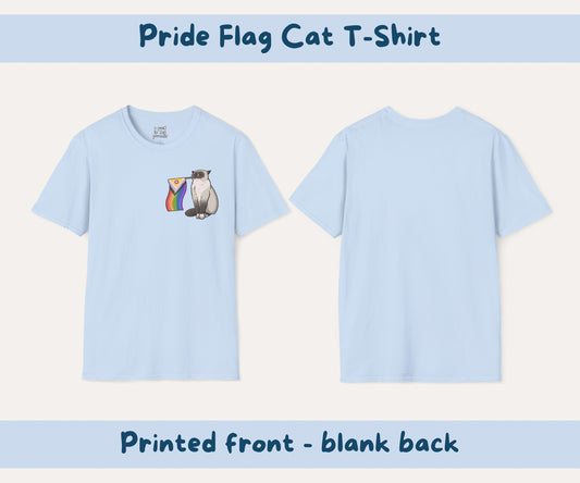 Pride Flag Cat T-Shirt | LGBTQIA+ Rainbow Progress Flag Grumpy Cat Tee