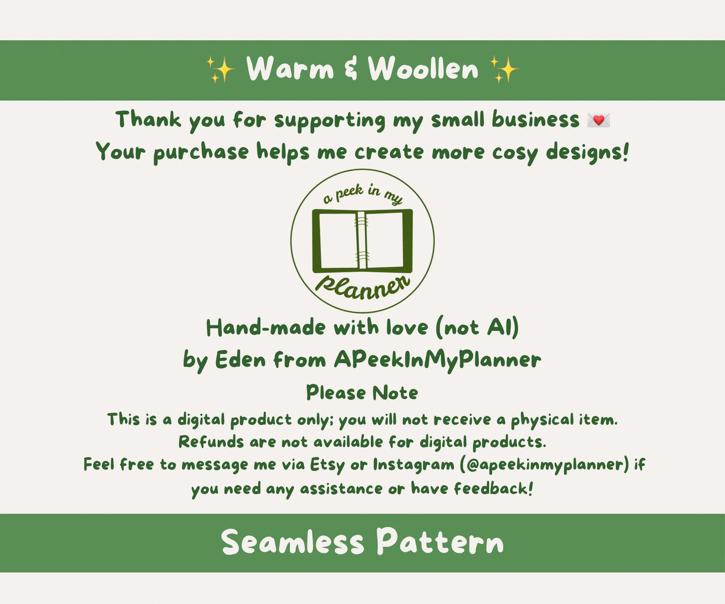 Warm & Woollen Christmas Seamless Pattern | Cozy Knitted Sweaters, Hats and Scarves