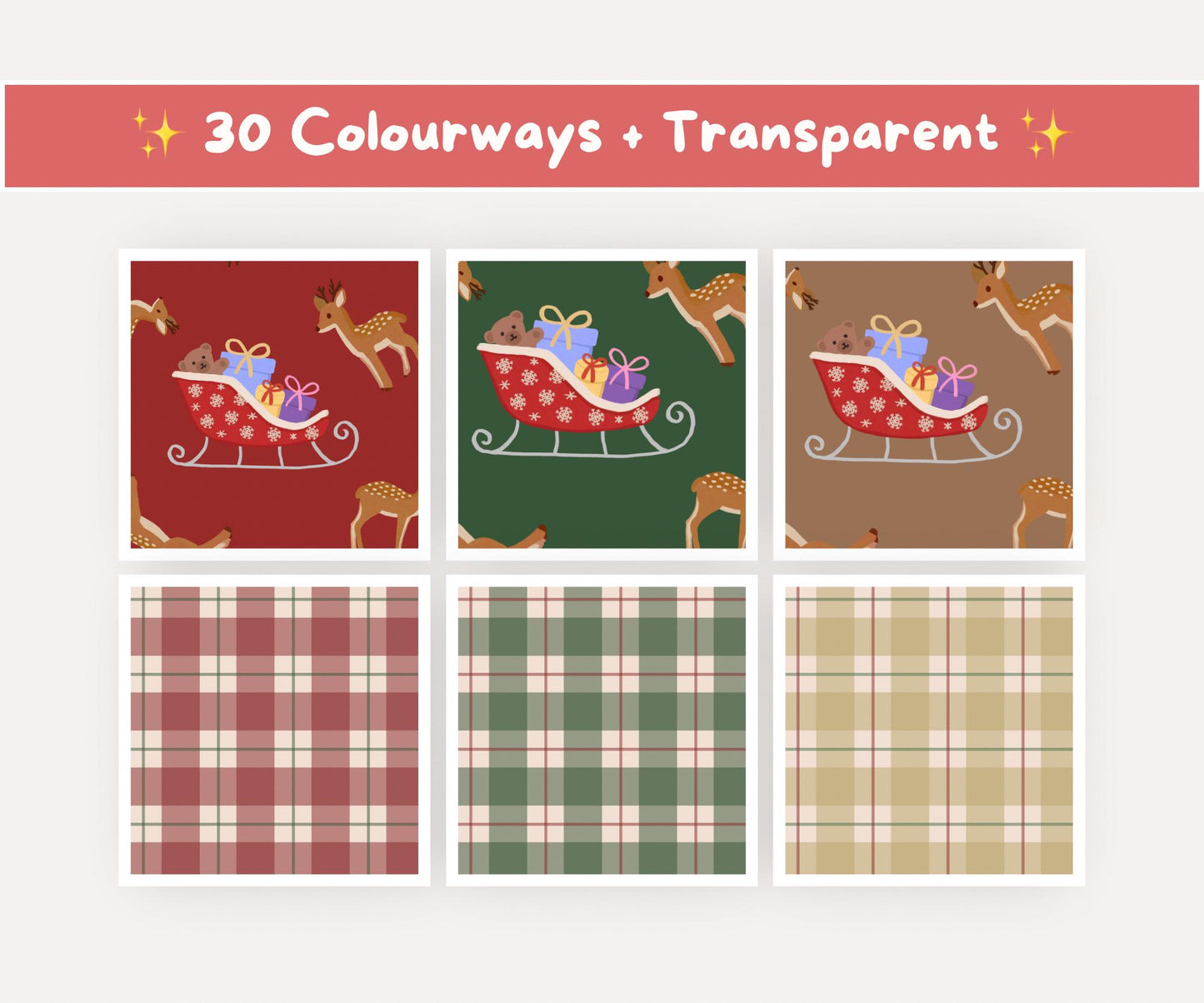 Traditional Christmas Seamless Pattern Bundle | 10 Festive Digital Papers